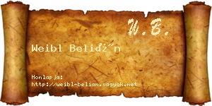 Weibl Belián névjegykártya